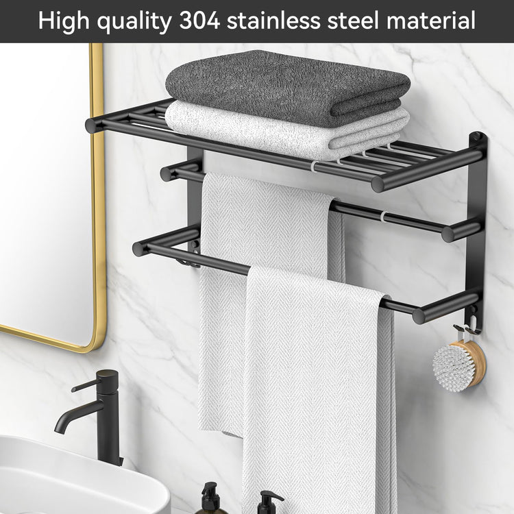 Black Adjustable Towel Bar for Bathroom Wall Mount17