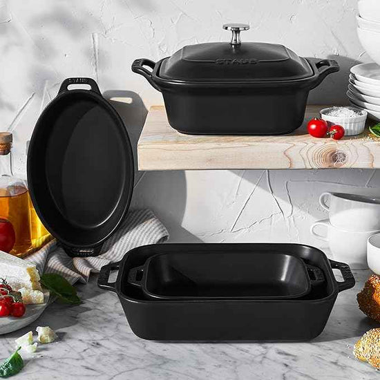 Staub Ceramic Stoneware 5-Pc Mixed Baking Dish Set – Matte Black