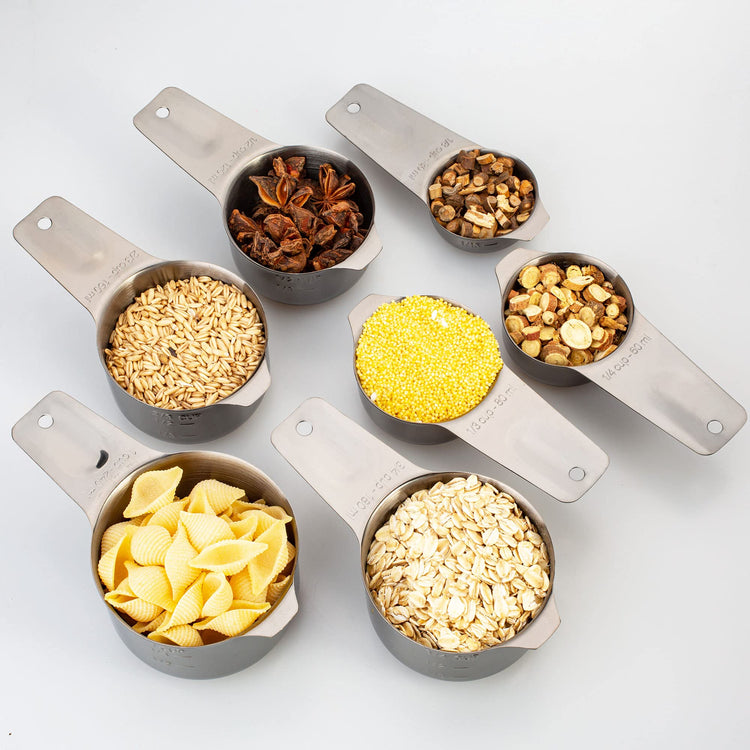 7-Piece 18/8 Stainless Steel Measuring Cups Set, Dark Gray