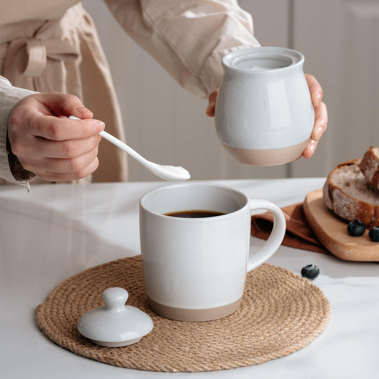 10oz Sugar Bowl with Lid and Spoon