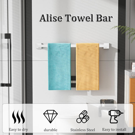 Alise Brushed Nickel Towel Bars,27.56 Inch Towel Holder Towel Racks for Bathroom and Lavatory,SUS304 Stainless Steel Hand Towel Hanger Rail Wall Mount,Useable Length 25.79 Inch Towel Bar, GYT070-LS