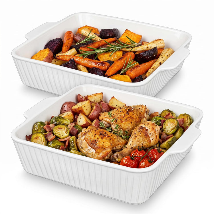 10" Square Ceramic Casserole Dish Set of 2 (2 Count)