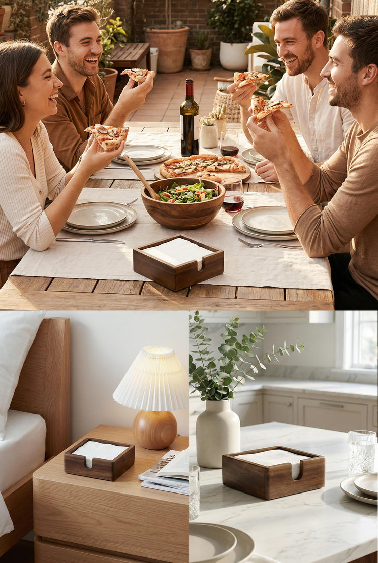 Acacia Wood Cocktail Napkin Holder 5.4 in
