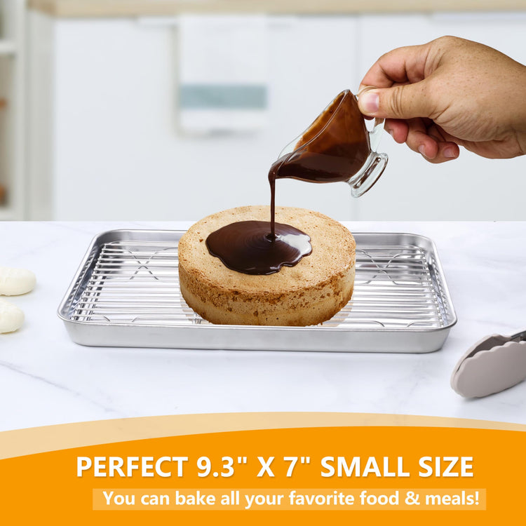 Mini Baking Sheet with Wire Rack for Toaster Oven