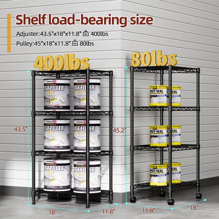 Small Wire 4 Adjustable Shelves Pantry Metal Shelf Floor Organizer