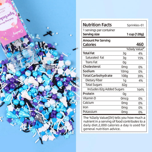 Galaxy Star Sprinkles for Cake Decorating 4.23ounce - Pearl Sugar Mix Contains Spaceship & Star Sprinkles for Cupcake Toppers, Ice Cream, Candy, Cookie Decorations - Children Party Supplies