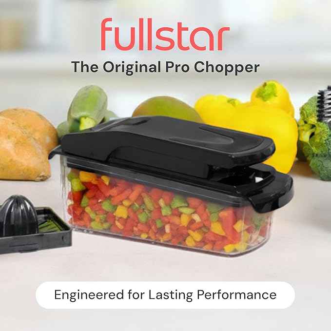 Fullstar The Original Pro Chopper - Vegetable Chopper and Spiralizer, Food Chopper with Container, Fruit Slicer, Kitchen Gadgets & Gifts, Home Essentials (9 in 1, Gray)
