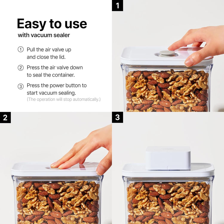 Premium Airtight Food Storage Containers, Mini 9P/SET include Vacuum Sealer, Smart One-Click Seal Lid, No Hinges, 100% Leak Proof, BPA-FREE, Dishwasher, Freezer & Microwave Safe