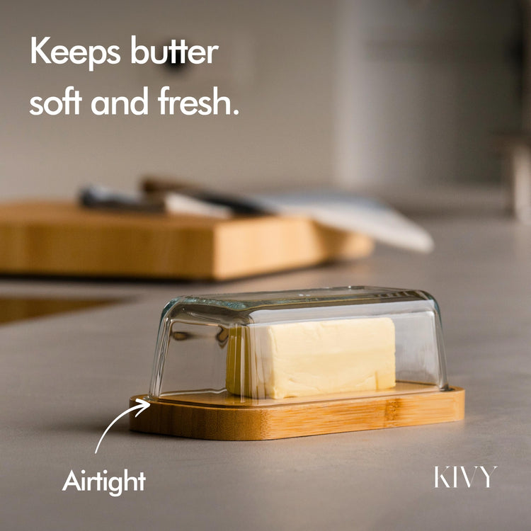 Butter Dish Black Marble & Glass