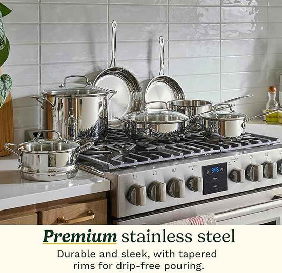 Cuisinart Chef’s Classic 11-Piece Stainless Steel Pots and Pans Set, Cookware Set Compatible with Induction, Electric, Gas Cooktops, Aluminum Core for Even Heat, Cool Grip Handles, Dishwasher Safe