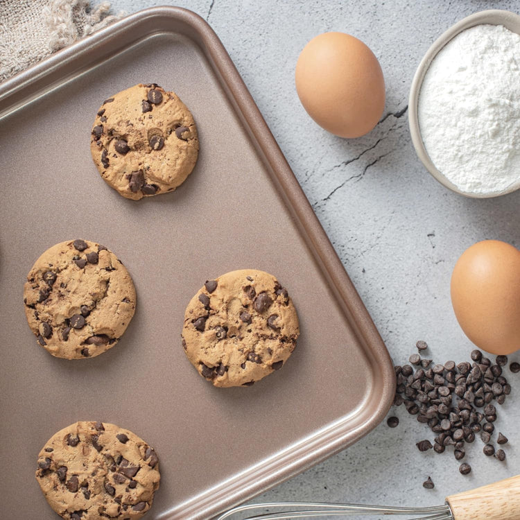 Nonstick 9x13 inch Quarter Baking Sheet Set of 2 | PFOA & BPA Free Non Toxic 13x9 inches Cookie Sheets | Best Non stick Cooking Pans, Small Tray for Toaster Oven | Nontoxic Baking Pan 9 x 13