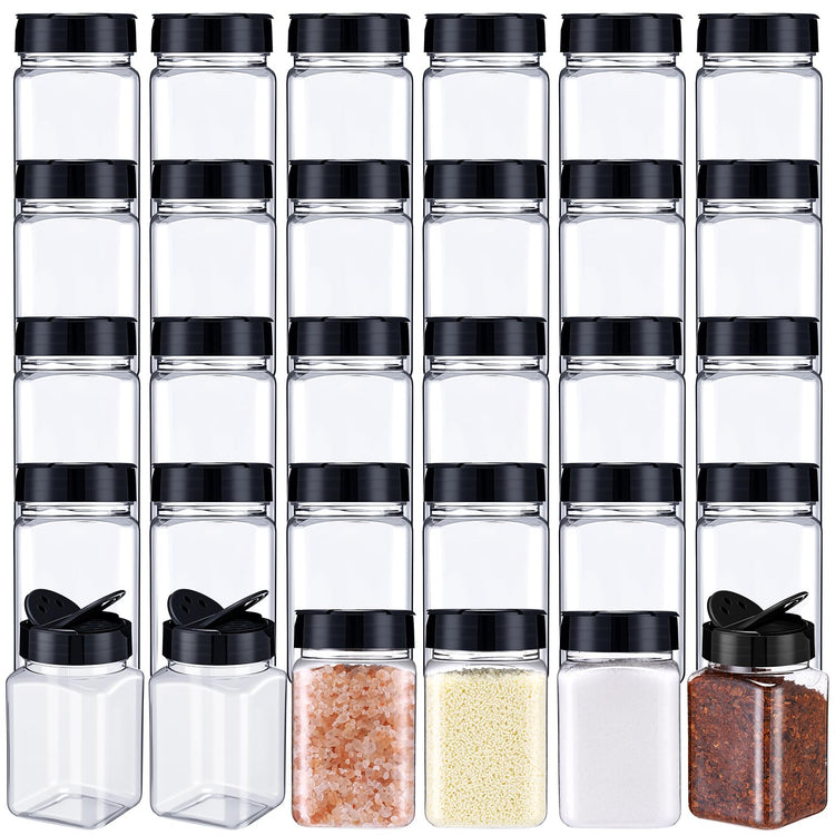 12.2 oz 30 Pack Plastic Spice Jars with Shaker Lids Clear Seasoning Containers Spice Bottles for Kitchen Storing Herbs Seasoning Powders (30 Count)