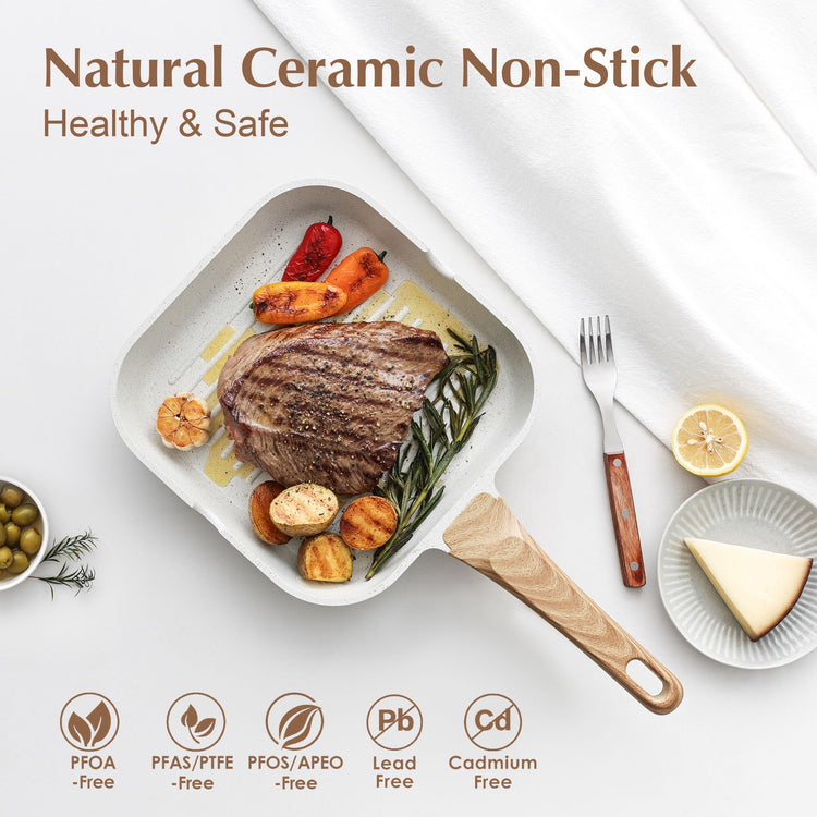 Nonstick Ceramic Grill Pan for Stove Tops