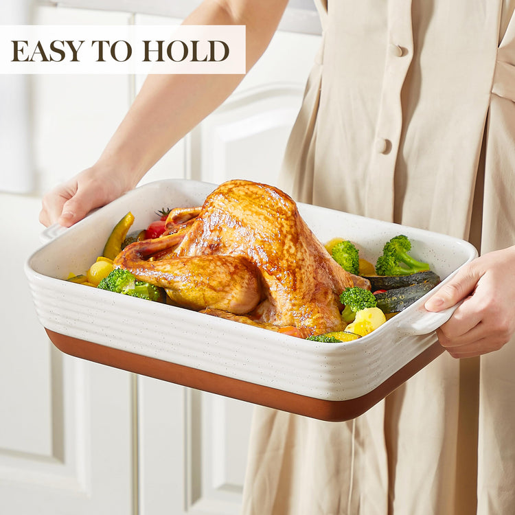 Large 9x13 Ceramic Baking Dish with Handles