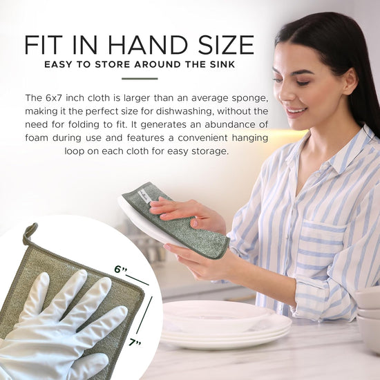 Whiffkitch Dishcloths & Cleaning Cloths - Drying, Durable, Absorbent Washcloths, Non-Scratch, Hygienic, Multi-Surface Cleaning, 6x7 Inches Solid Color, 6 Pack - Nestoria