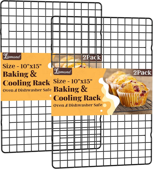 Cooling Racks for Cooking and Baking - 2 PCS 10" x 15" Grid Wire Baking Rack for Oven Cooking, Baking, Grilling, Roasting -Dishwasher Safe Bacon Rack- Fits Jelly Roll Cookie Sheet Pan - Nestoria
