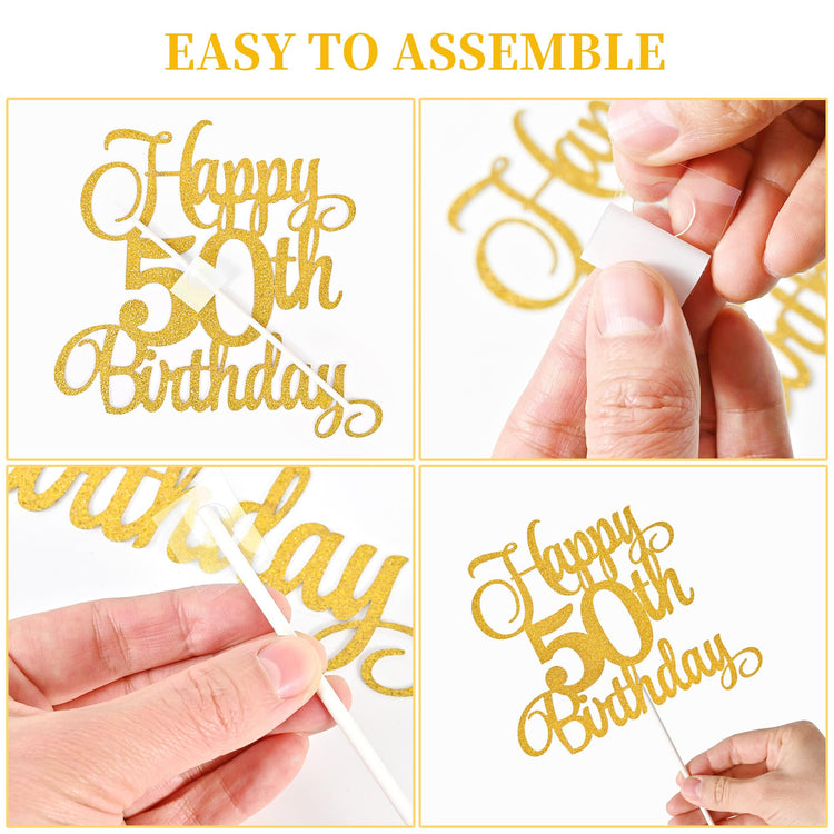 50th Birthday Cake Decorations (9 Count)