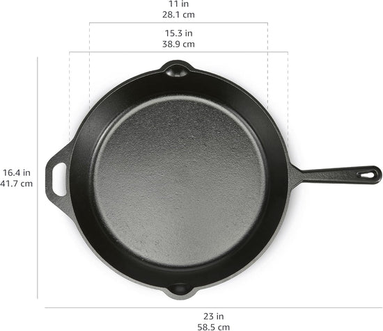 Amazon Basics Pre-Seasoned Cast Iron Skillet, Oven Safe, Even Heating, Heavy-Duty & Large, 15-Inch, Black - Nestoria