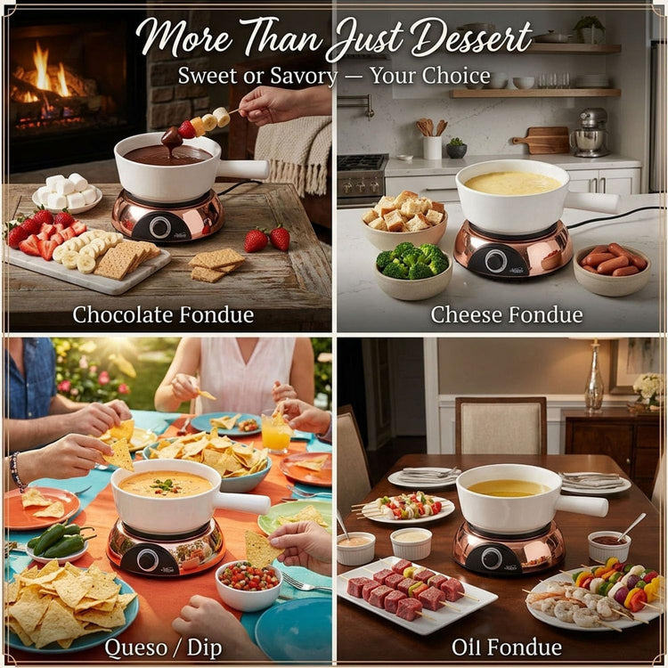 Electric Dip Warmer & Fondue Pot with Adjustable Temperature