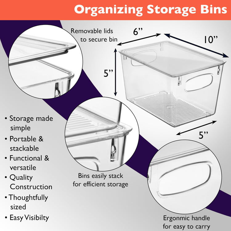 Pantry Storage Bins with Lids for Kitchen & Fridge
