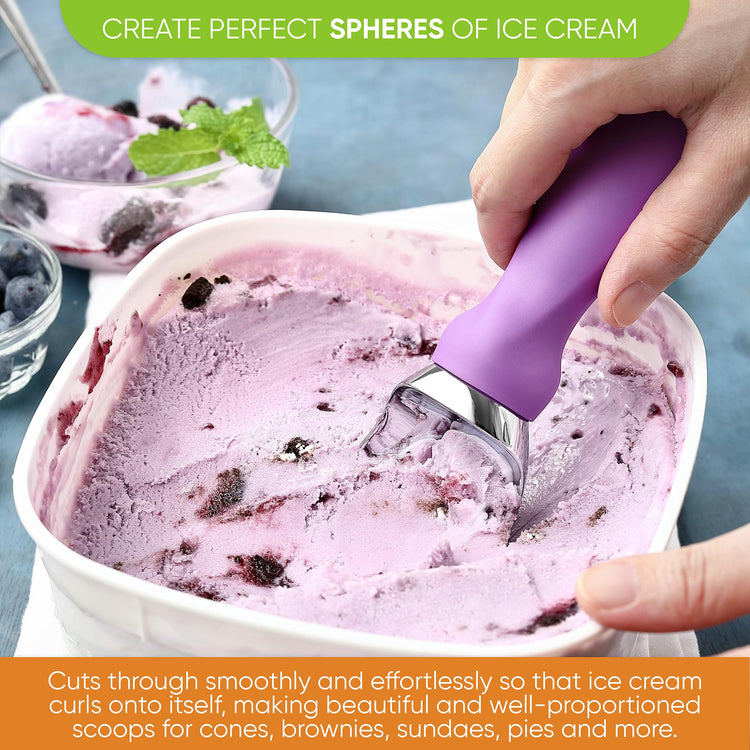 Heavy Duty Metal Ice Cream Scoop with Soft Grip Handle