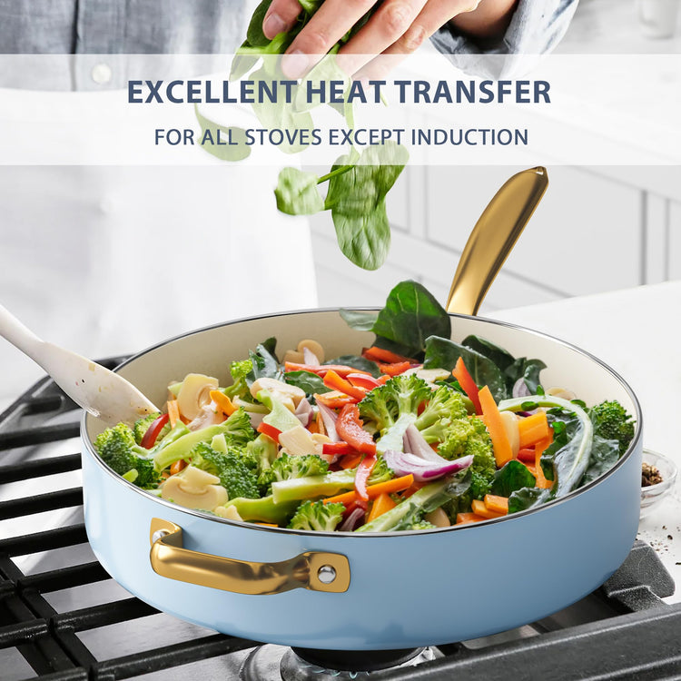 Ceramic Cookware Set 16 Pcs Oven & Dishwasher Safe