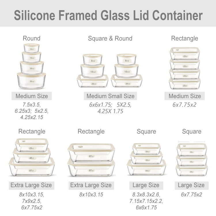 Glass Food Container Set with Glass Lid (3 Count)