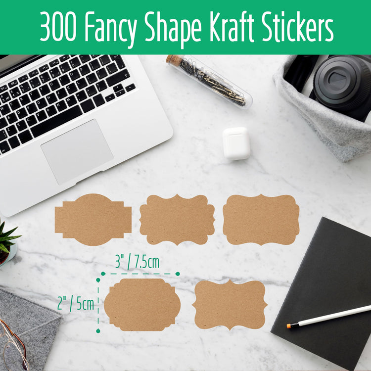 300 PCS Kraft Blank Stickers (300 Count)