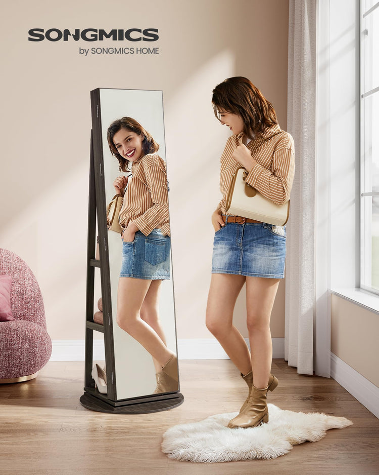6 LEDs Mirror Jewelry Cabinet Organizer