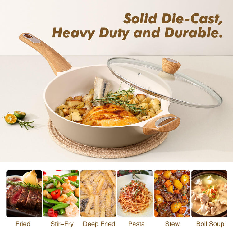 Ceramic Nonstick Frying Pan Skillet with Lid