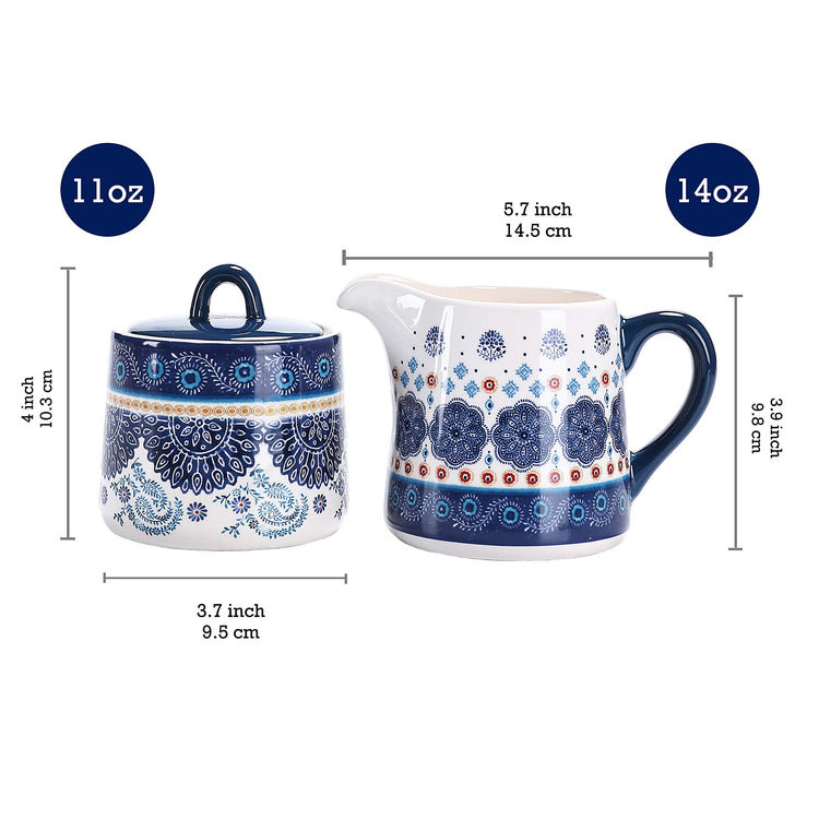 Blue Talavera Ceramic Sugar and Creamer Set