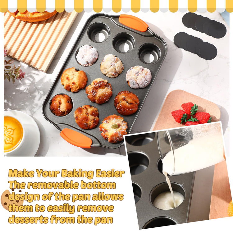 3 Pack Mini Cheesecake Pans Removable Bottom 12 Cavity (3 Count)