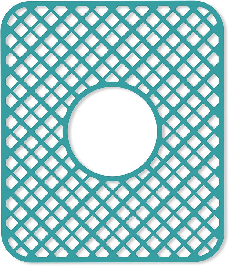 2 Pack Silicone Sink Protector for Kitchen Sink, Lozenge Pattern 13 x 11 inches Sink Grid Mat Silicone Protectors, Center Drain, Green