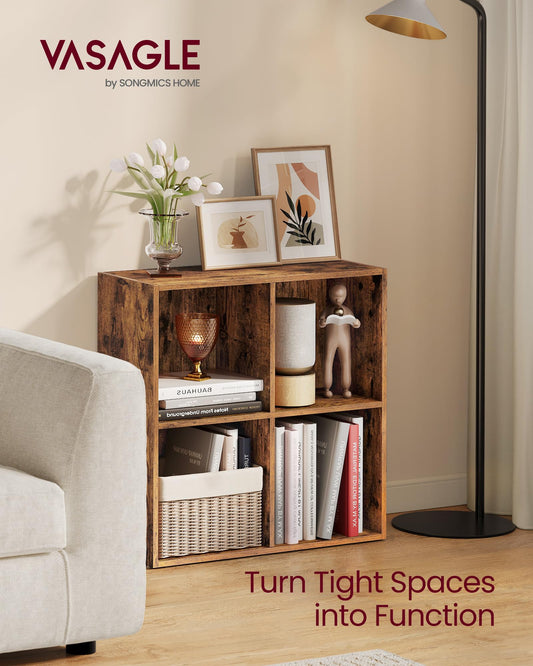 Bookcase Cube Shelf with 4 Compartments