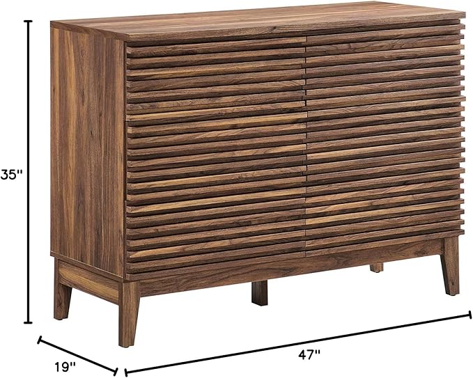 Modway Render Mid-Century Modern 6-Drawer Desser in Walnut