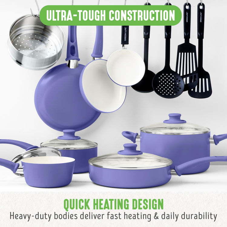 16 Piece Ceramic Nonstick Pots & Pans Cookware Set