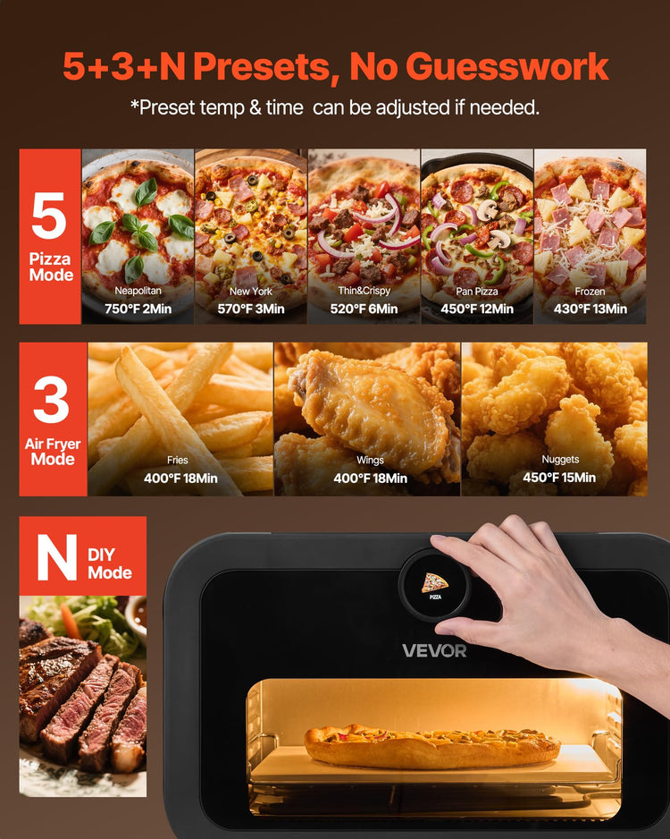 Pizza Oven 8 Presets Electric Pizza Ovens Air Fry Combo