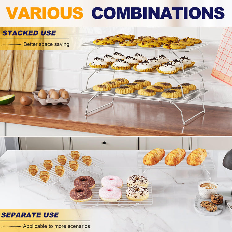3 Tier Stackable Cooling Rack for Batch Cooling Cookie