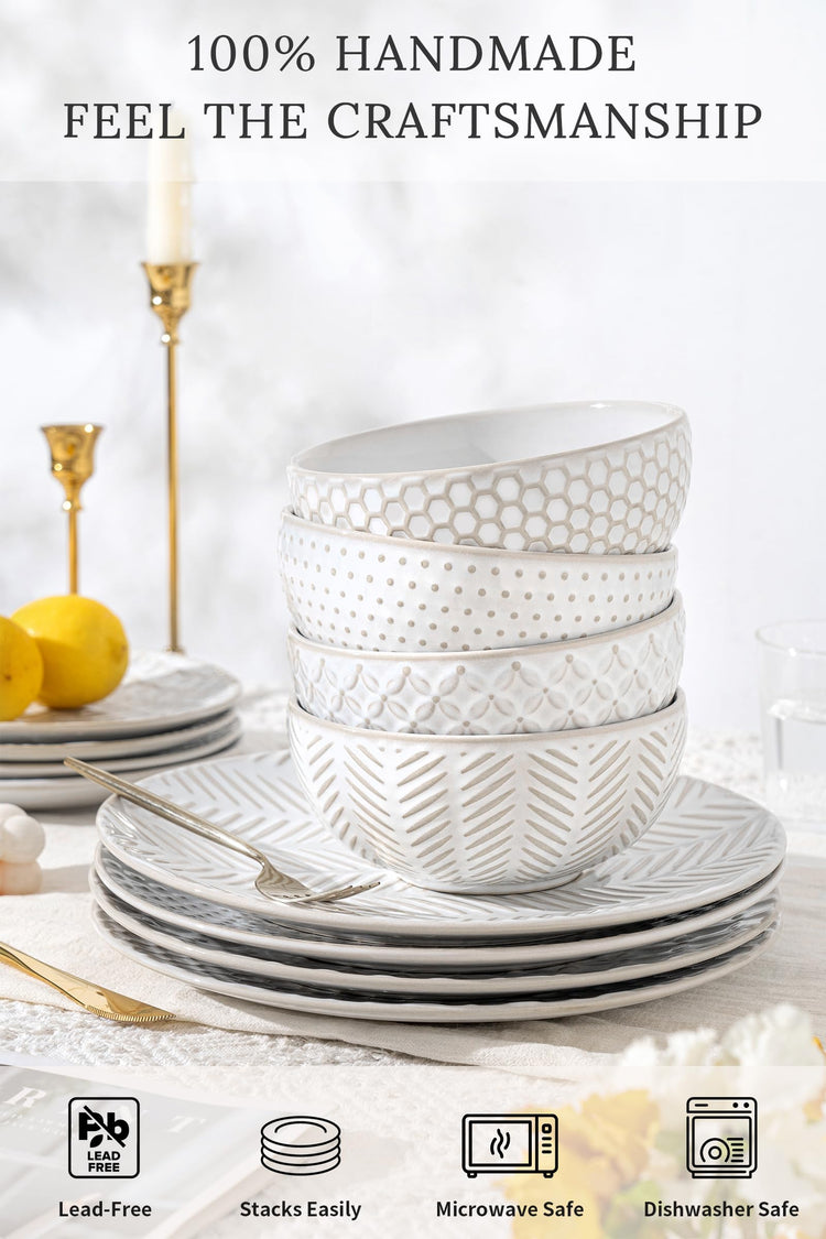 16 Piece Ceramic Dinnerware Set with Mugs (16 Count)