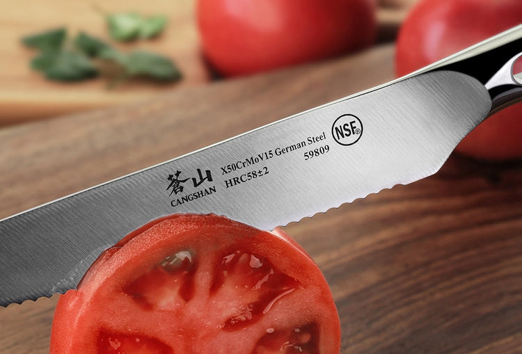 Cangshan N1 Series 59809 German Steel Forged Serrated Utility Knife, 5-Inch