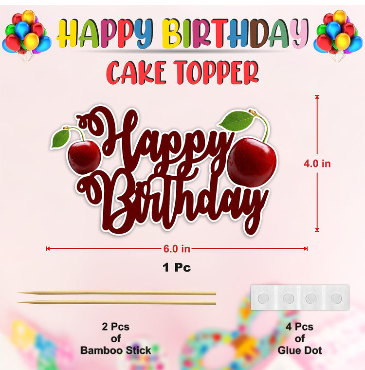 Cherry Happy Birthday Cake Topper