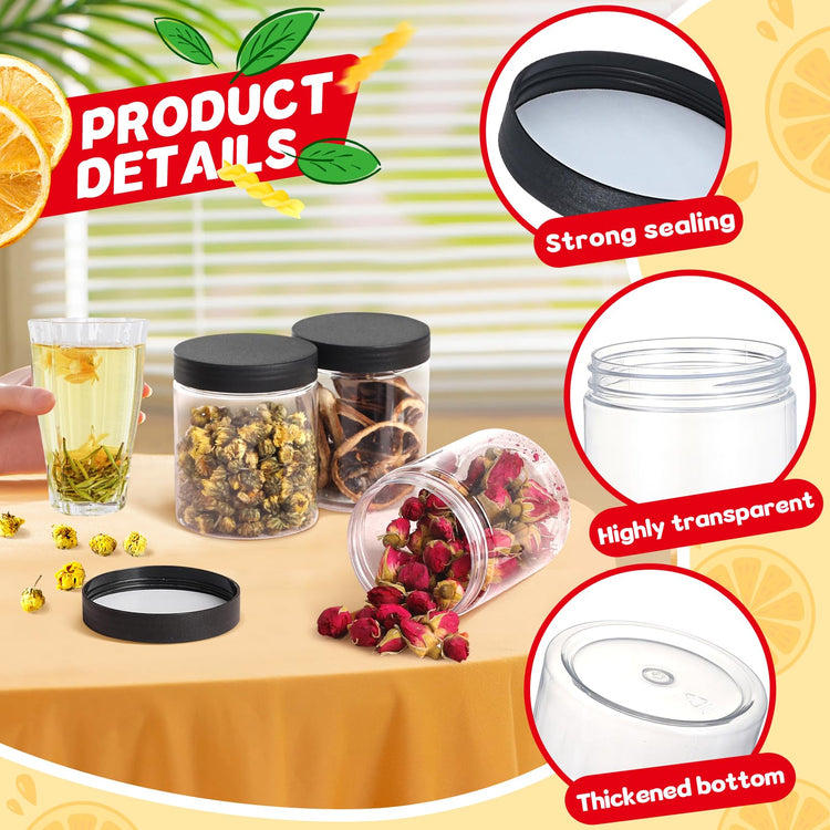 48 PCS 8 OZ Plastic Jars with Screw On Lids (8 Count)