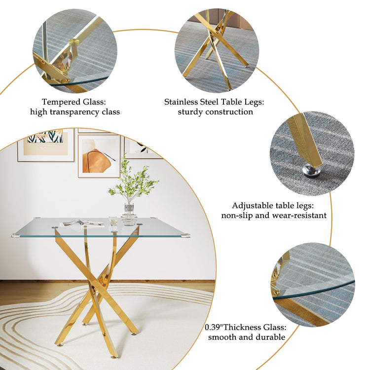 5 Piece Square Glass Dining Table Set (5 Count)