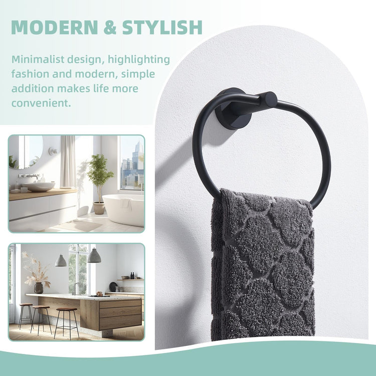 Matte Black Oval Towel Ring