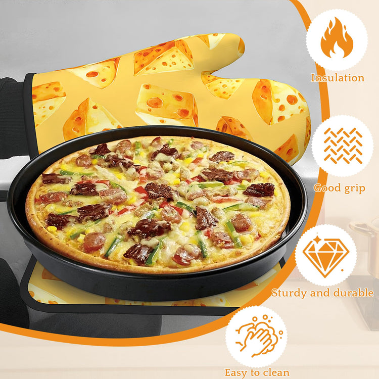 Cute Cheese Oven Mitts and Pot Holders Set (4 Count)