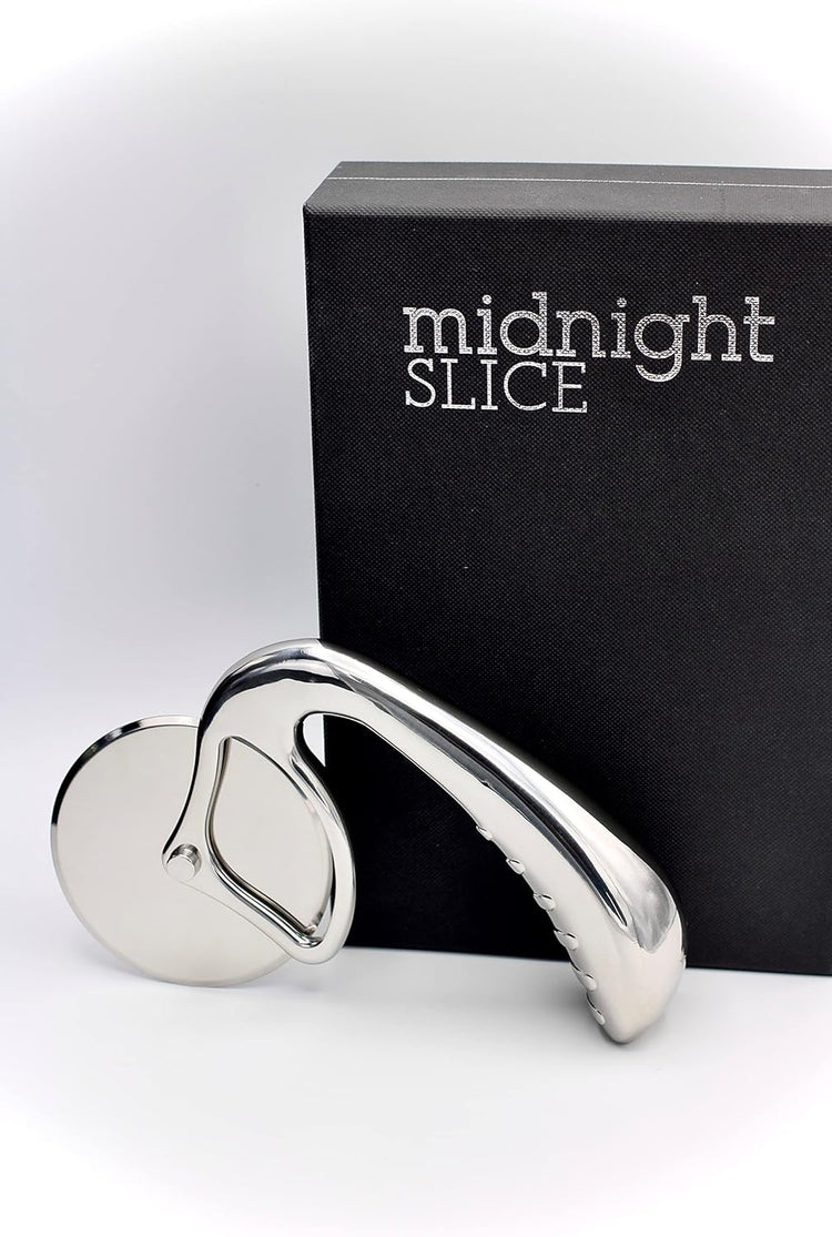 Pizza Cutter Wheel by Midnight Slice - Stainless Steel Food Slicer for Pizzas and more with Ergonomic Handle and Sharp Cutting Surface for Clean Cuts