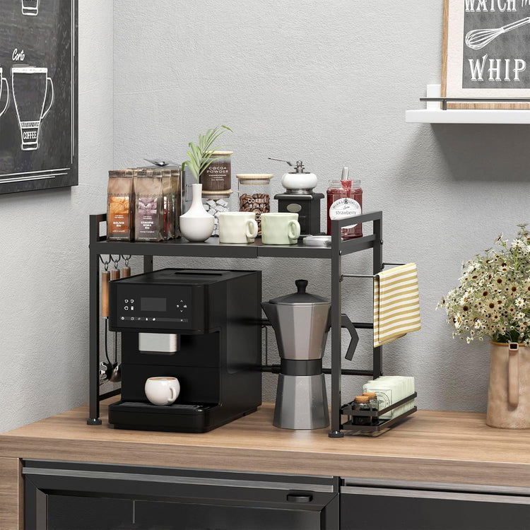Expandable Microwave Stand Kitchen Countertop Organizer With Storage