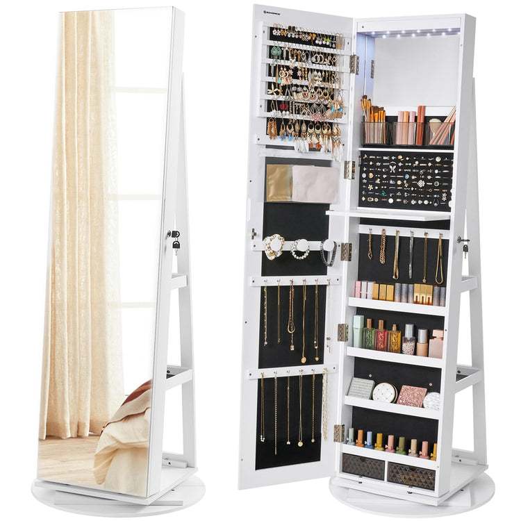 6 LEDs Mirror Jewelry Cabinet Organizer