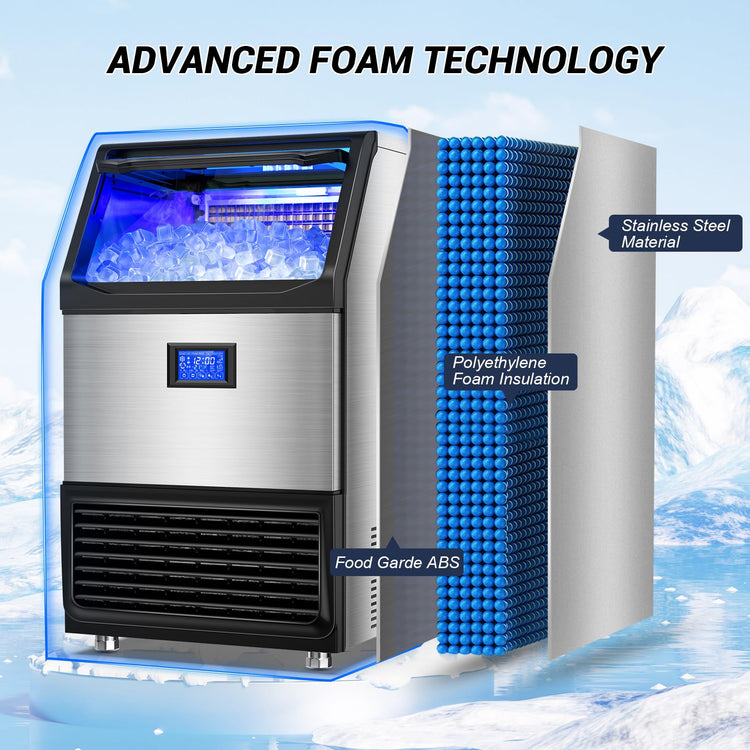 450Lbs 24H Under Counter Commercial Ice Machine with 160LBS Large Storage Bin
