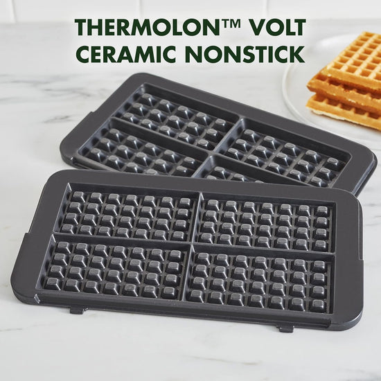 GreenPan Healthy Ceramic Nonstick Reversible Waffle Plates for 6-in-1 Contact Grill and Griddle, Dishwasher Safe, PFAS-Free - Nestoria